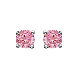 Boucles d\'oreilles en argent rhodi oxyde rond rose de 4mm sertis griffes et fermoir poussette - Vue 1