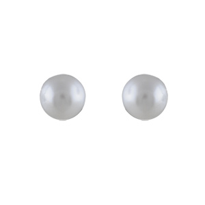Boucles d\'oreilles en argent rhodi Perle blanche de synthse et fermoir poussette - Vue 1
