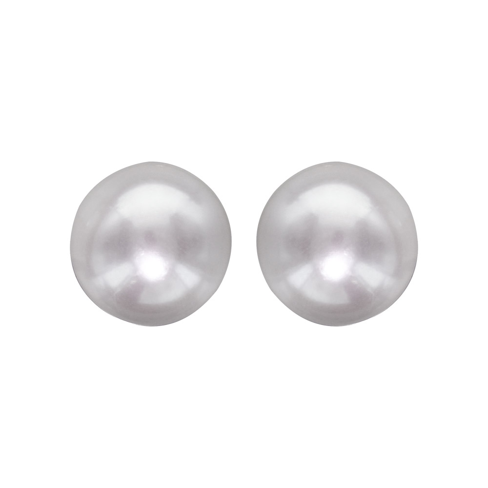 Boucles d\'oreilles en Argent rhodi� perle de culture d\'eau douce 10mm et fermoir poussette - Vue 1