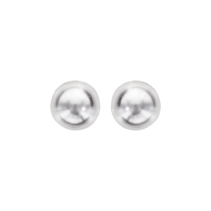 Boucles d\'oreilles en argent rhodi perle de synthse blanche 8mm et fermoir poussette - Vue 1
