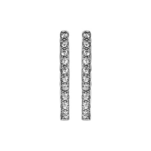 Boucles d\'oreilles en argent rhodi rail d\'oxydes blancs sertis et fermoir poussette - Vue 1