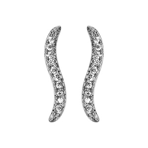 Boucles d\'oreilles en argent rhodi vague en oxydes blancs et fermoir poussette - Vue 1