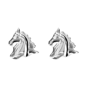 Boucles d\'oreilles en argent tête de cheval et fermoir clou avec poussette - Vue 1