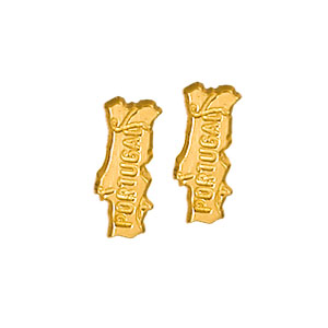 Boucles d\'oreilles en plaqué or carte du Portugal et fermoir clou avec poussette - Vue 1
