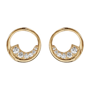 Boucles d\'oreilles en plaqué or cercle oxydes blancs sertis - Vue 1