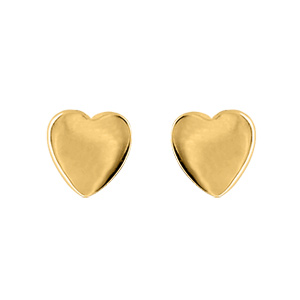 Boucles d\'oreilles en plaqué or coeur lisse et fermoir poussette - Vue 1