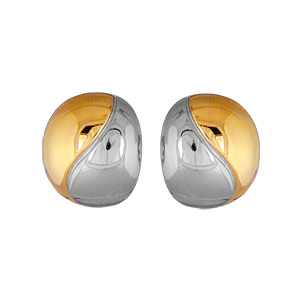 Boucles doreilles en plaqu or et plaqu palladium clip bicolore boule et fermoir clip pour oreilles non perces