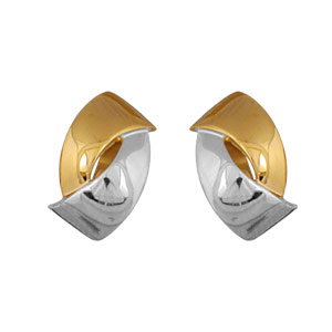 Boucles d\'oreilles en plaqué or et plaqué palladium clip bicolores rubans entrelacés fermoir clip pour oreilles non percées - petit modèle - Vue 1
