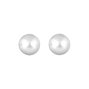 Boucles d\'oreilles en plaqu or perle blanche de synthse 12mm et fermoir poussette - Vue 1