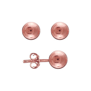 Boucles d\'oreilles en plaqu or rose boule de 6mm et fermoir poussette - Vue 1