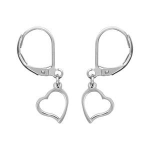 Boucles d\'oreilles pendantes en acier coeur ajour et fermoir dormeuse - Vue 1