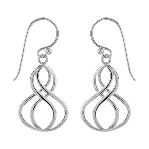 Boucles d\'oreilles pendantes en argent double infini en fils fermoir crochet - Vue 1