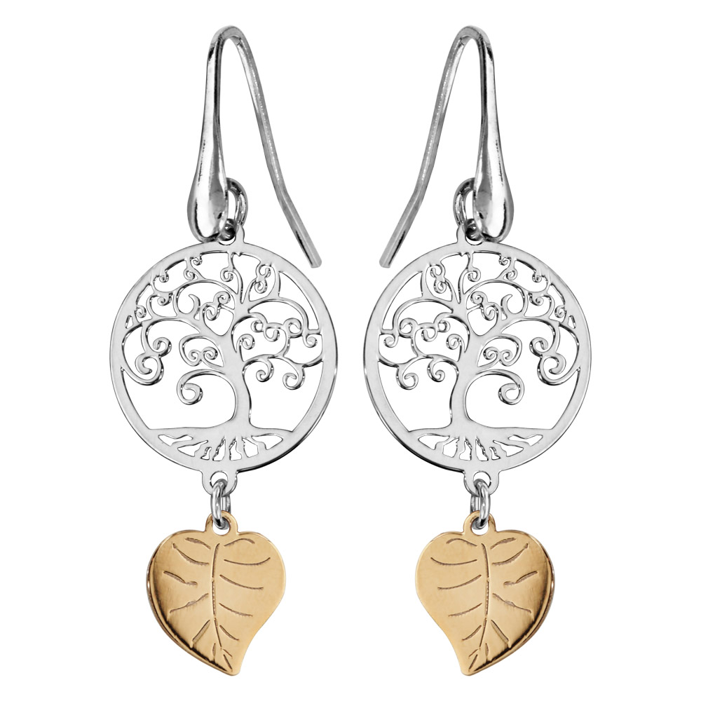 Boucles D'oreilles Pendantes Argent Arbre De Vie - Bijou Fantaisie Modèle 2769, Occasion Parfait état