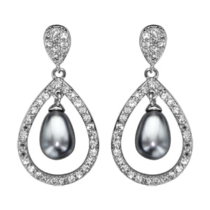 Boucles D'Oreilles Pendantes Cristal Blanc Et Bleu Ciel - Fait Main En France - Pour Mariage