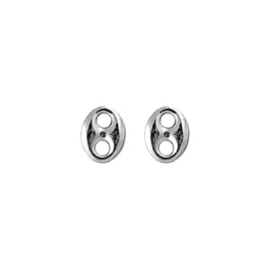 Boucles d'oreilles tige grain de caf� en argent rhodi� petit mod�le et fermoir poussette