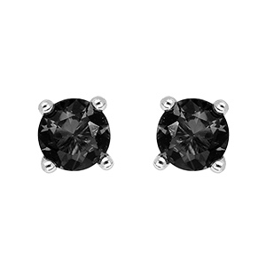 Boucles d'oreilles tige solitaire en argent rhodi� clou de 4mm oxyde noir serti 4 griffes