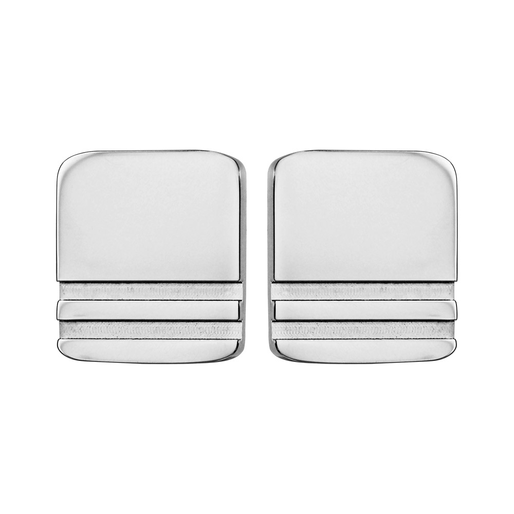 Boutons de manchette en acier carr� 2 traits � graver - Vue 1