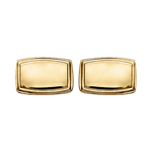 Boutons de manchette en acier doré rectangulaire lisse - Vue 1