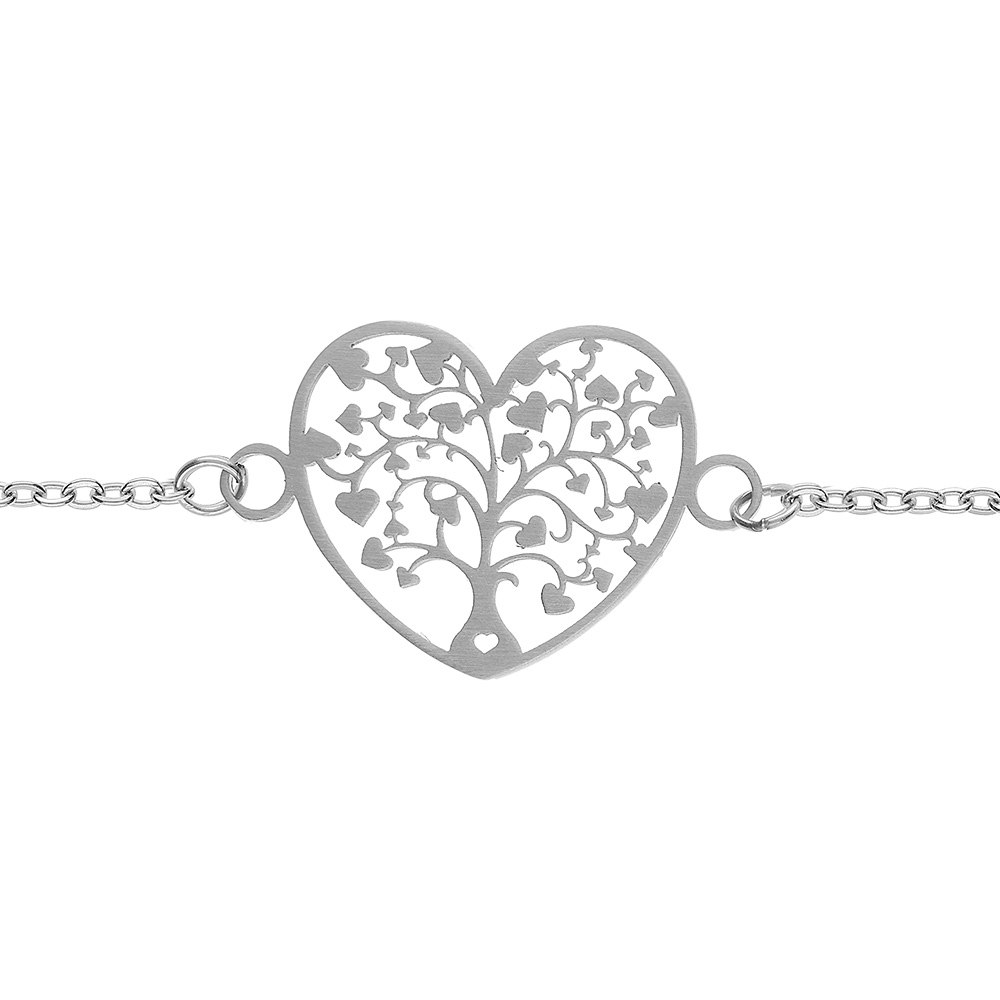 Bracelet acier coeur arbre de vie decoupe 18mm r�glable 16 � 19cm - Vue 1