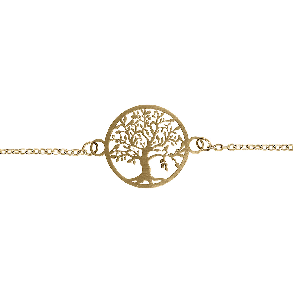 Bracelet acier dor� rond arbre de vie decoupe 16mm r�glable 16 � 19cm - Vue 1