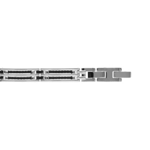Bracelet acier double câble noir 19cm + 1.5cm réglable double fermoir - Vue 1