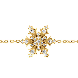 Bracelet aen cier dor� flocon de neige 20mm x 16mm oxyde blancs sertis - 17+5cm
