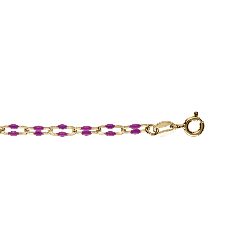 Bracelet argent dor� olives r�sine violet translucide r�glable 15 � 18cm - Vue 1