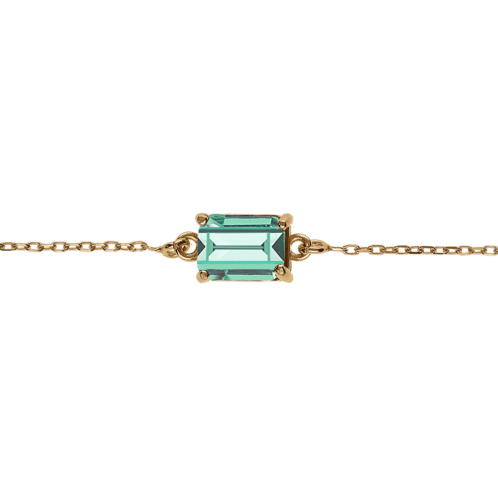 Bracelet argent dor� pendentif rectangulaire oxyde bleu vert r�glable 16 � 19cm - Vue 1