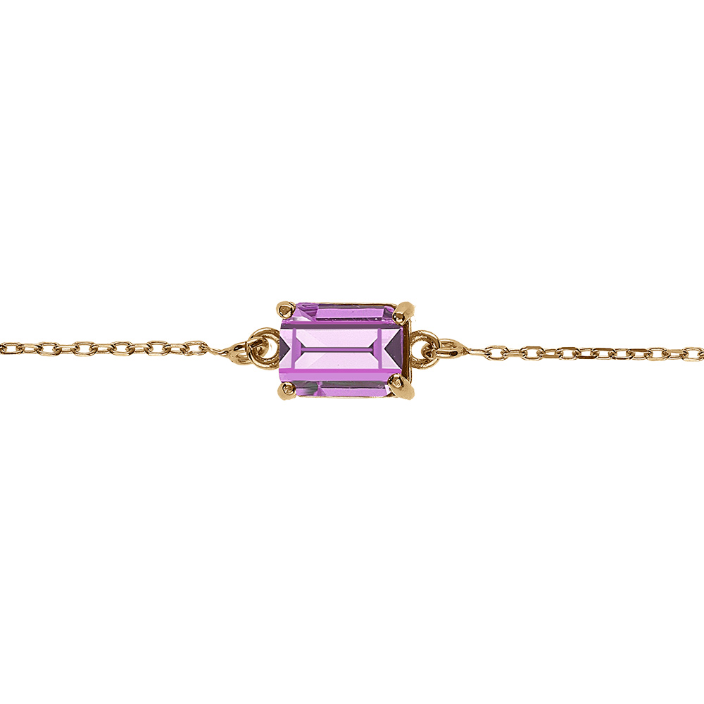Bracelet argent dor� pendentif rectangulaire oxyde violet r�glable 16 � 19cm - Vue 1