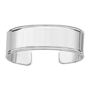 Bracelet argent passivé massif plat avec godrons largeur 20mm - Vue 1