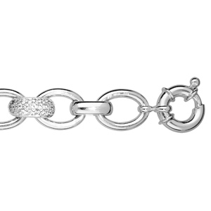 Bracelet argent rhodié fermoir boue pierres blanches 21cm - Vue 1