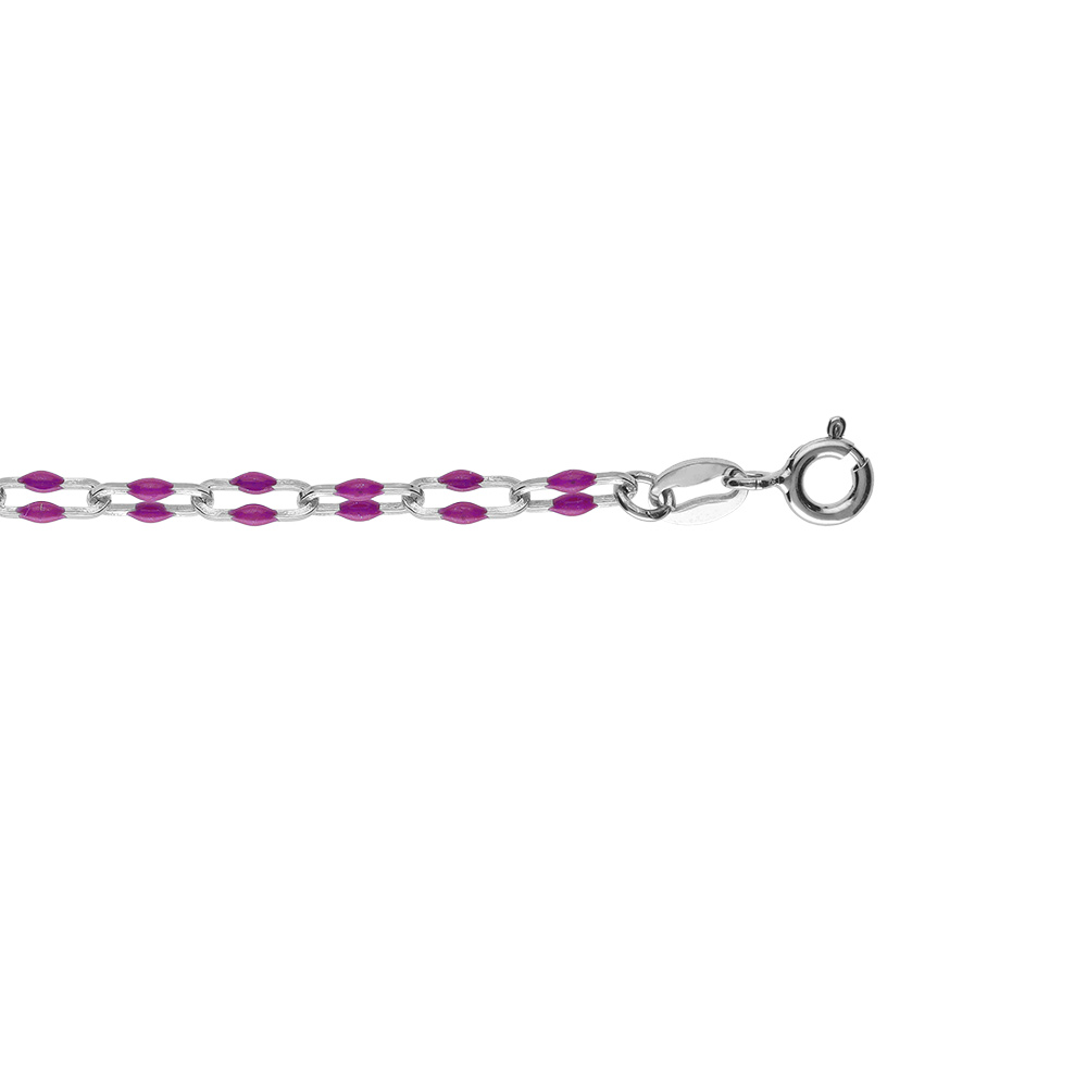 Bracelet argent rhodi� olives r�sine violet translucide r�glable 15 � 18cm - Vue 1