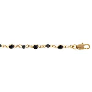 Bracelet een plaqu� or tutti frutti boules facet�es noires et navettes d'oxydes noirs - 16+3cm