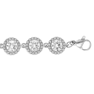 Bracelet en acier 15 �l�ments ronds d'oxydes blancs sertis contour oxydes blancs sertis - 16+3cm