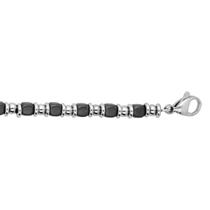 Bracelet en acier alternance de cubes gris et boules grises - Vue 1