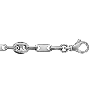 Bracelet en acier alternance de maillons grains de caf et petits lments - longueur 20.5cm - Vue 1