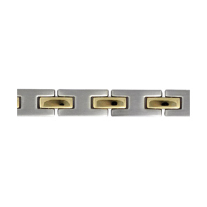 Bracelet en acier alternance de maillons gris en forme de H et barrettes en PVD jaune - longueur 21cm rglable - Vue 1