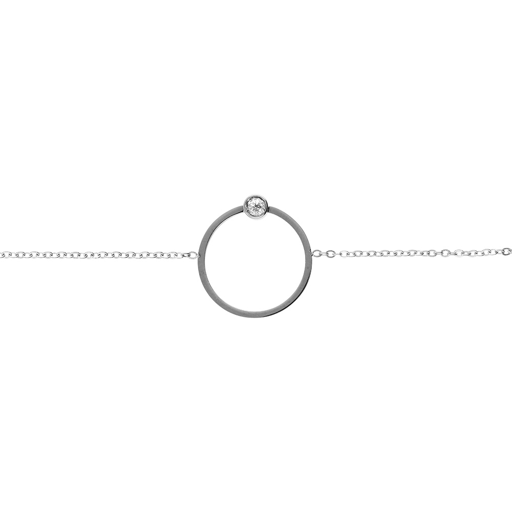 Bracelet en acier anneau �vid� et strass 16+4cm - Vue 1