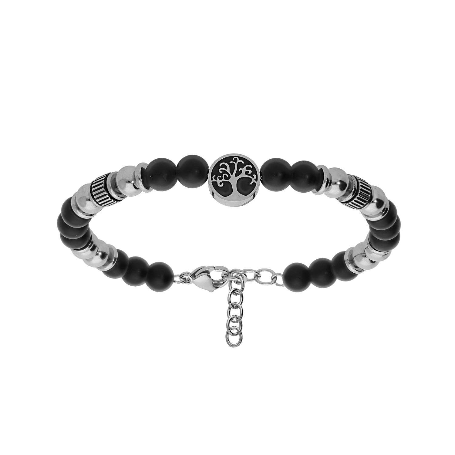 Bracelet Acier Inoxydable Rond - Motif Arbre De Vie Et Boule - Neuf Sans Emballage