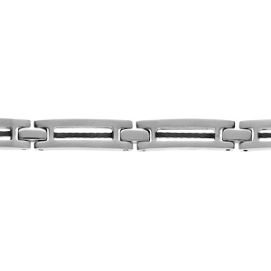 Bracelet en acier avec cble noir 19+1,5cm rglable double fermoir - Vue 1