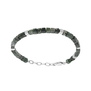 Bracelet en acier avec cubes Agate aquatique 19+3cm - Vue 1