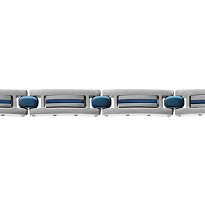 Bracelet en acier avec lments en PVD bleu 18+3cm rglable double fermoir - Vue 1