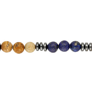 Bracelet en acier avec perles en Agate bleues et marron veines 18+3cm - Vue 1