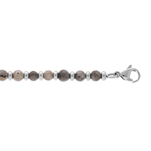 Bracelet en acier avec perles en pierres Labradorite mat vritable et perles acier 18+3cm - Vue 1