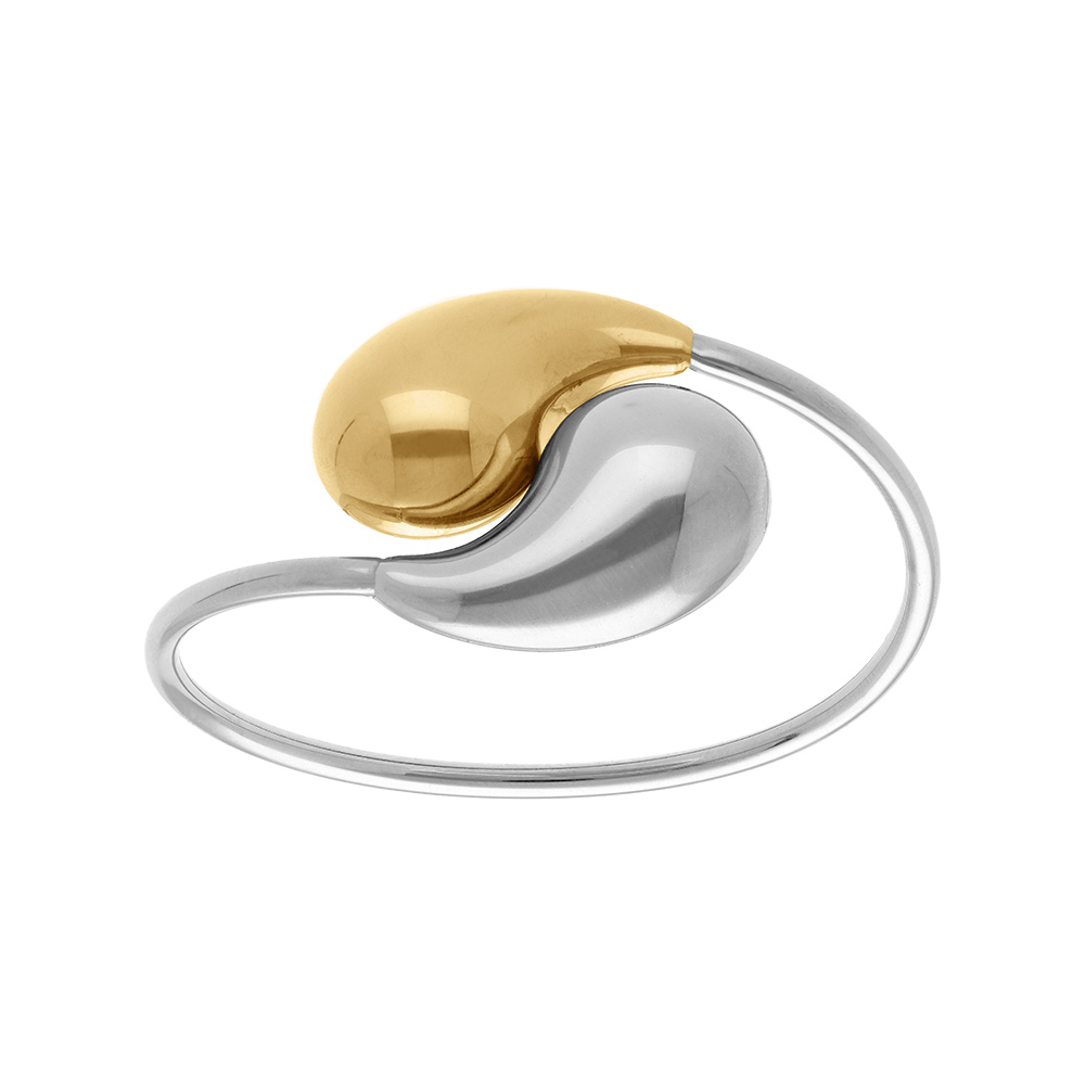 Bracelet en acier bicolore jonc ouvert deux gouttes diam�tre 59mm - Vue 1