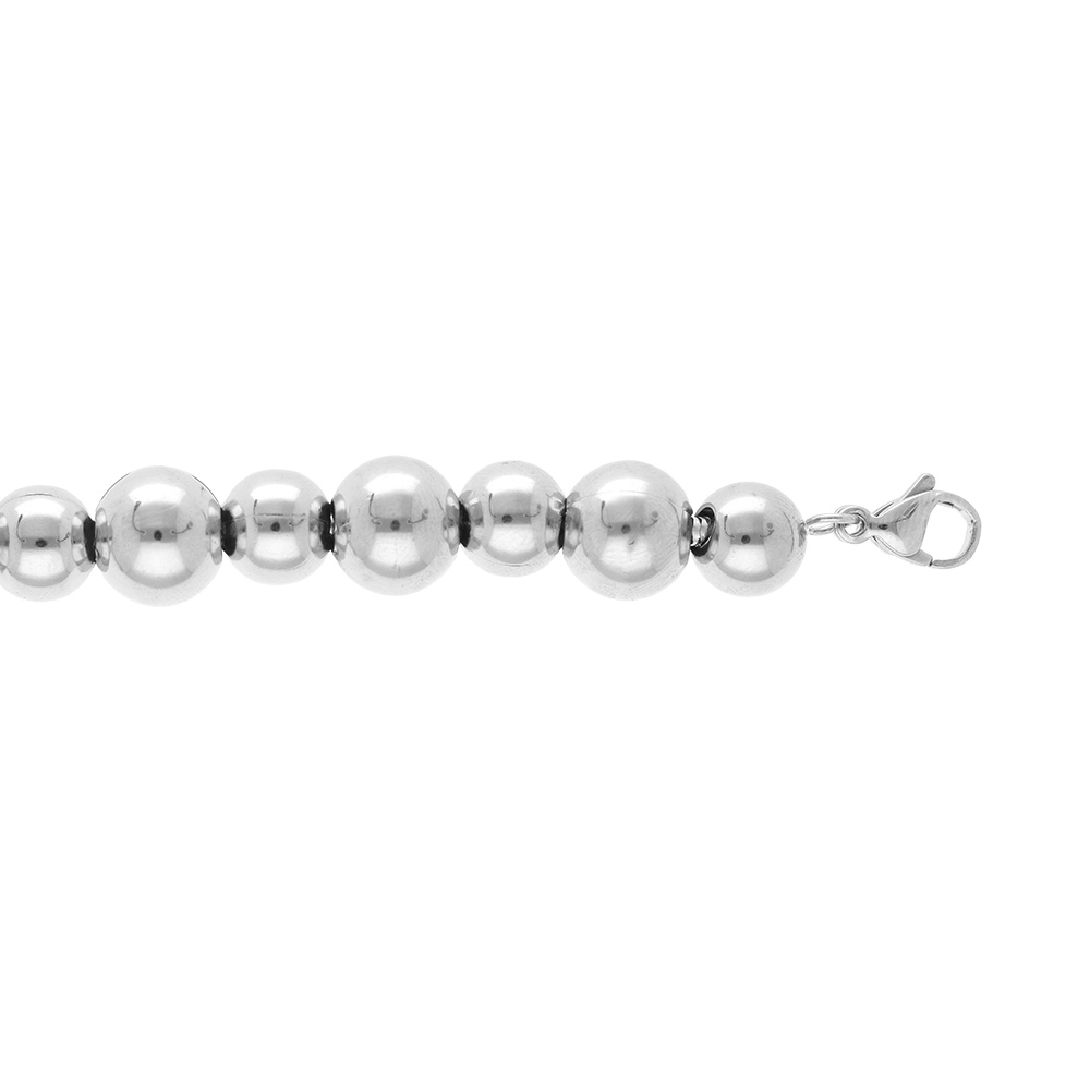 Bracelet en acier boules de 8mm et 10mm - 18+3cm - Vue 1