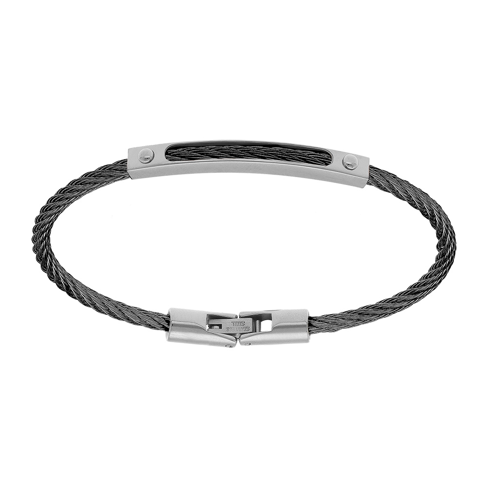 Bracelet en acier c�ble noir - Vue 1