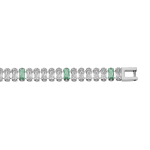 Bracelet en acier cascade d\'oxydes blancs et verts sertis avec double fermoir 18.5cm - Vue 1