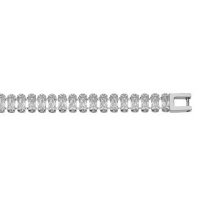 Bracelet en acier cascade d\'oxydes blancs sertis avec double fermoir 17.5+1cm - Vue 1