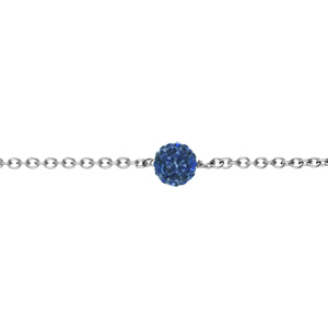 Bracelet en acier chaîne avec boule 8mm en strass bleu royal - Vue 1